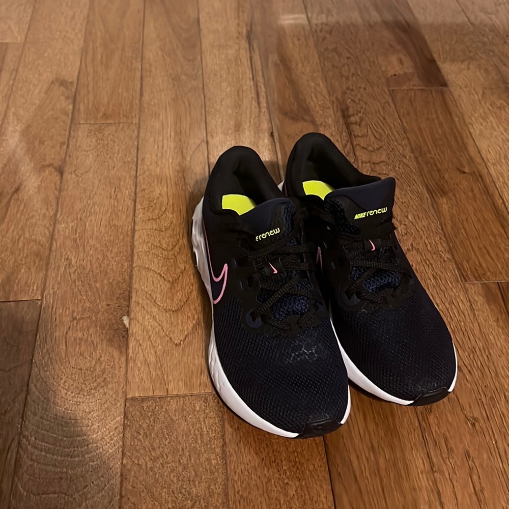 Women’s Nike Renew Sneakers Size 10 - Color: Navy Blue w/ Pink Swoosh.